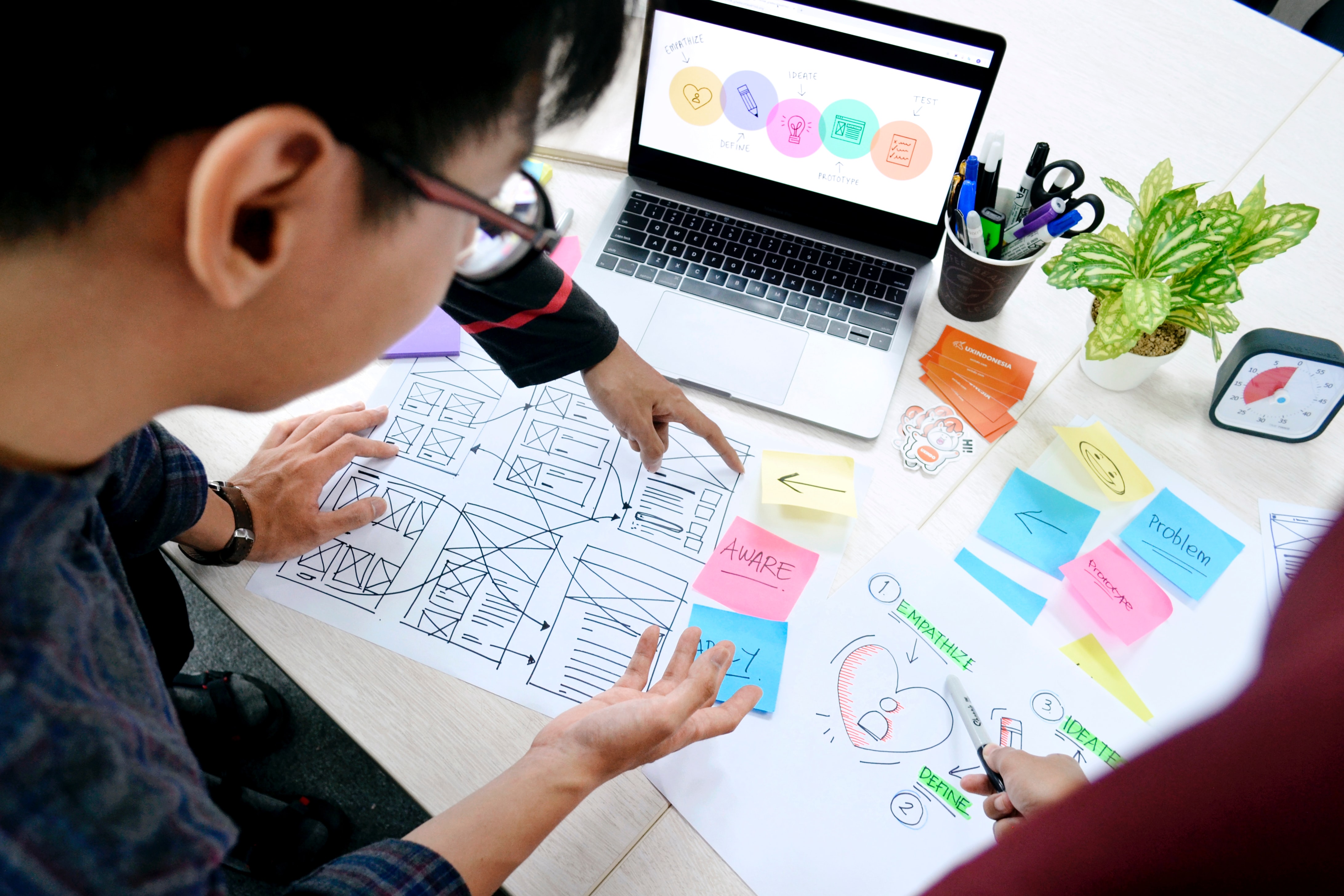 Man with sticky notes