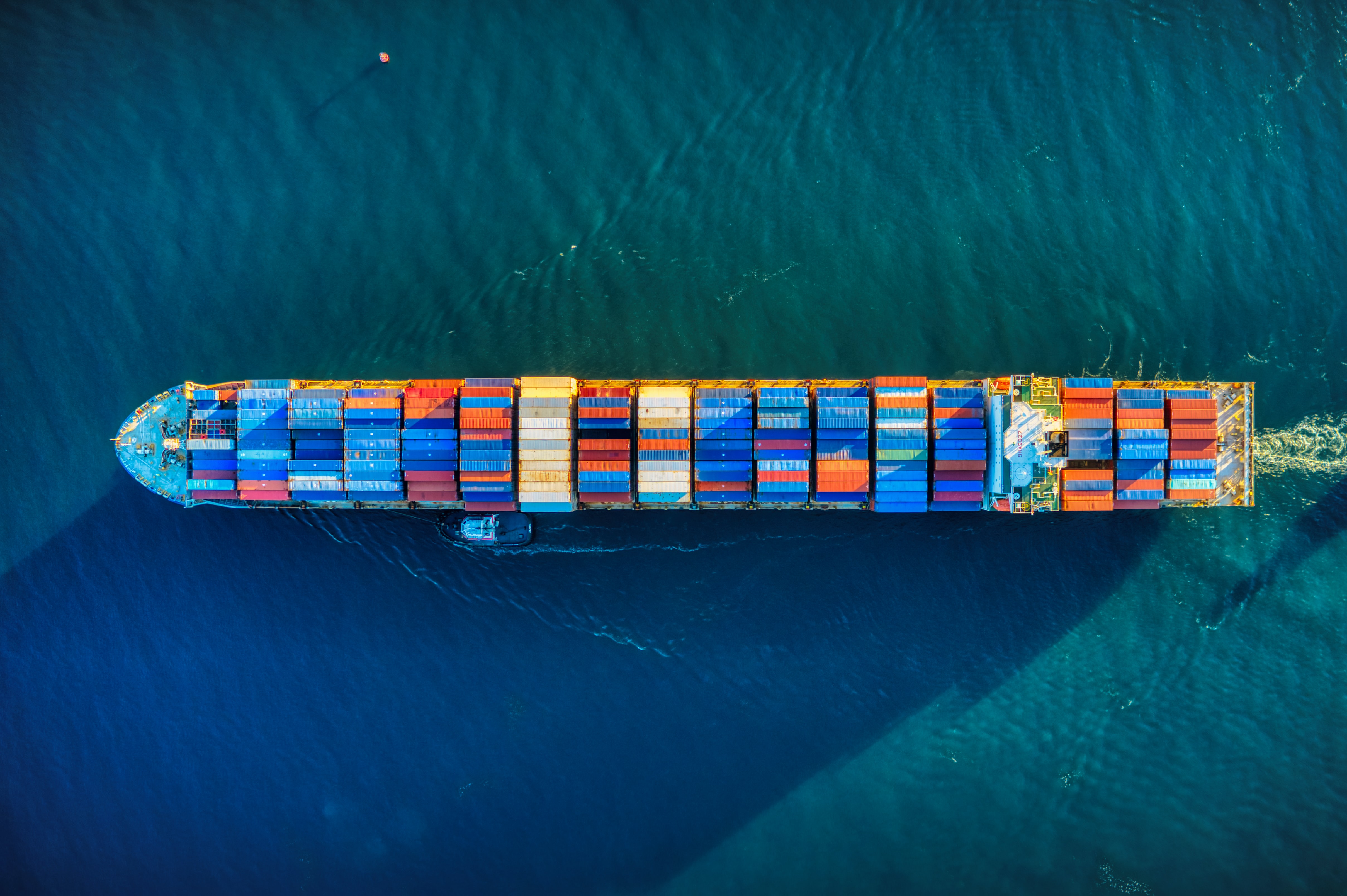 Overhead shot of freighter