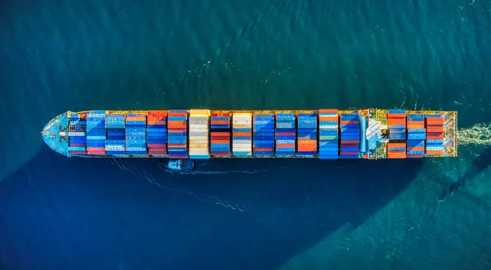 Overhead shot of freighter